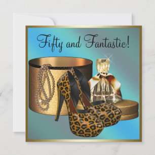 Invitación Zapatos de Tacón Alto Leopardo Dorado Cumpleaños 5