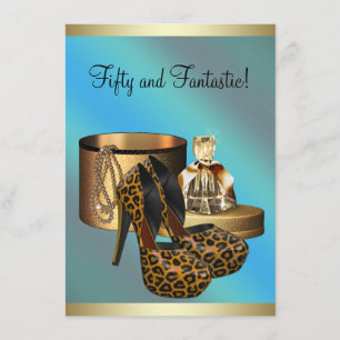 Invitación Zapatos de Tacón Alto Leopardo Dorado Cumpleaños 5