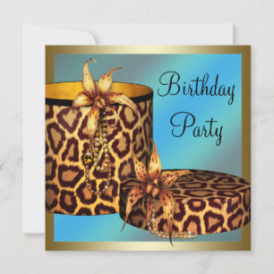 Invitación Zapatos de Tacón Alto Leopardo Dorado Cumpleaños 5