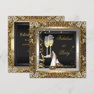 Invitación Zapatos de tacón alto Leopardo Oro Negro Champagne