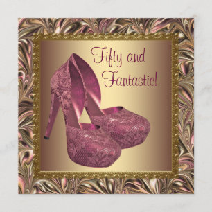 Invitación Zapatos de tacón alto Mujeres Oro rosado 50 cumple