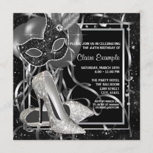 Invitación Zapatos de tacón alto negros y blancos para fiesta