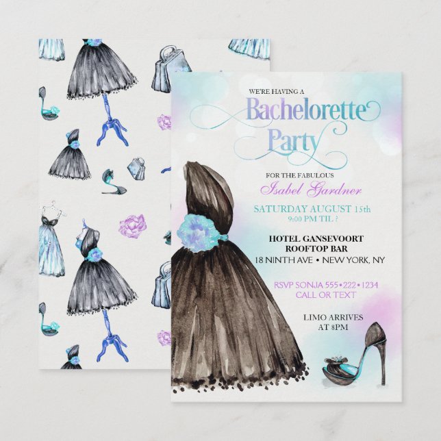 Invitación Zapatos de tacón alto para despedida de soltera co (Anverso / Reverso)