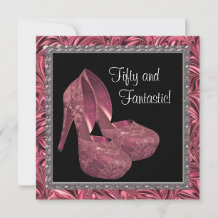 Invitación Zapatos de tacón alto para mujer rosa y negro Cump