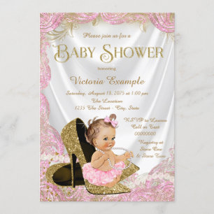 Invitación Zapatos de tacón alto para niñas Perlas Baby Showe