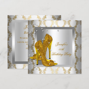 Invitación Zapatos de Tacón Alto Plateado Dorado Fiesta de Cu