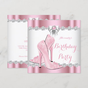 Invitación Zapatos de tacón alto Pretty Pink Glamour para una