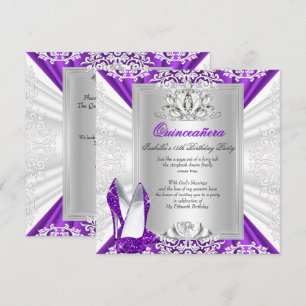 Invitación Zapatos de tacón alto purpura con brillo para fies