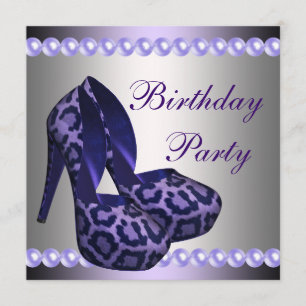 Invitación Zapatos de Tacón Alto Purpura Leopardo Fiesta de C
