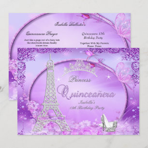 Invitación Zapatos de tacón alto púrpura mágicos para quincea