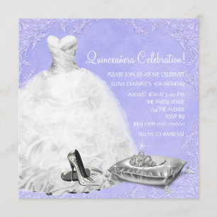 Invitación Zapatos de tacón alto Quinceañera Princesa Púrpura