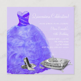 Invitación Zapatos de tacón alto Quinceañera Princesa Púrpura