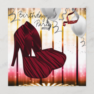 Invitación Zapatos de tacón alto Red Zebra Fiesta de Cumpleañ