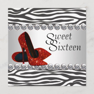 Invitación Zapatos de tacón alto Rojo cebra Fiesta de cumplea