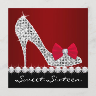 Invitación Zapatos de tacón alto rojos y negros Fiesta de cum
