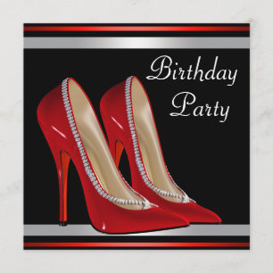 Invitación Zapatos de Tacón Alto Rojos Zapatos Rojos Negros F