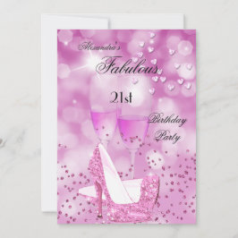 Invitación Zapatos de tacón alto rosa brillante para fiesta f