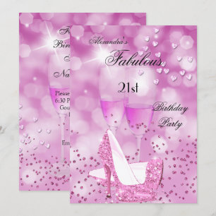 Invitación Zapatos de tacón alto rosa brillante para fiesta f