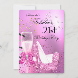 Invitación Zapatos de tacón alto rosa claro brillantes cumple