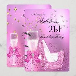 Invitación Zapatos de tacón alto rosa claro brillantes cumple