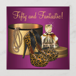 Invitación Zapatos de tacón alto rosa leopardo para mujeres c
