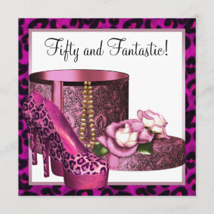 Invitación Zapatos de tacón alto rosa para mujer Leopardo 50 