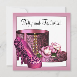 Invitación Zapatos de tacón alto rosa para mujer Leopardo 50 