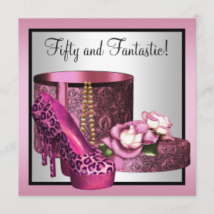Invitación Zapatos de tacón alto rosa para mujer Leopardo 50 