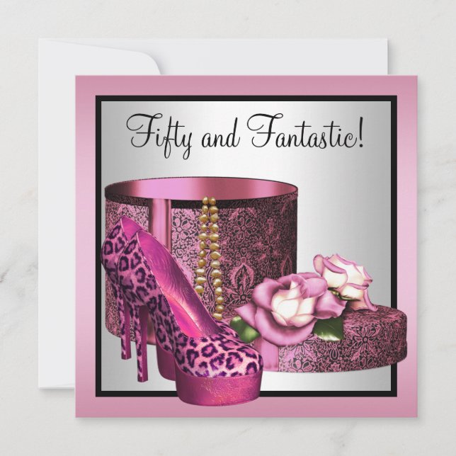 Invitación Zapatos de tacón alto rosado para mujer con estamp (Anverso)