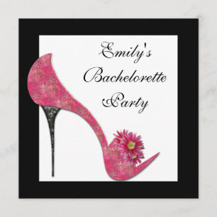 Invitación Zapatos de tacón alto rosados para despedida de so