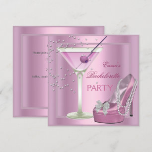 Invitación Zapatos de tacón alto rosados para despedida de so