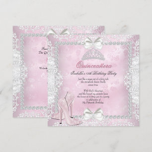 Invitación Zapatos de tacón alto rosados para fiesta de cumpl