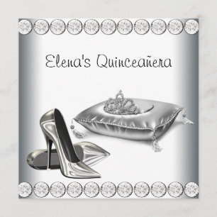 Invitación Zapatos de tacón alto Tiara de princesa Quinceañer