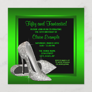 Invitación Zapatos de tacón alto verde lima Fiesta de cumplea