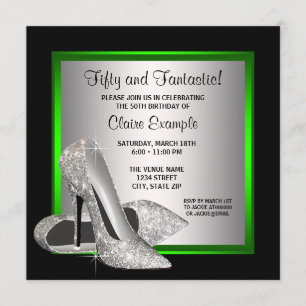Invitación Zapatos de tacón alto verde lima Fiesta de cumplea