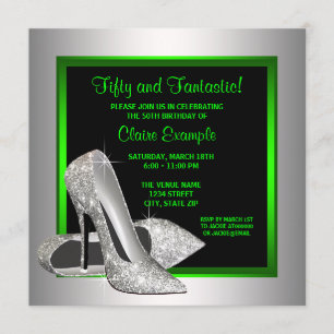 Invitación Zapatos de tacón alto verde lima Fiesta de cumplea