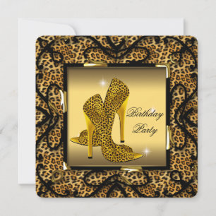 Invitación Zapatos de tacón alto Wild Gold Leopard Fiesta de