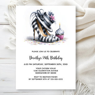 Invitación Zapatos de tacón de rayas Fiesta de Cumpleaños