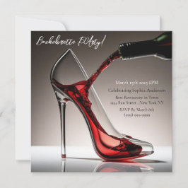 Invitación Zapatos de tacón de soltera con vino