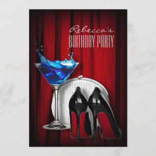 Invitación zapatos de tacón de suela roja fiesta de cóctel de