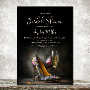 Invitación Zapatos de tacón floral elegante para la fiesta de