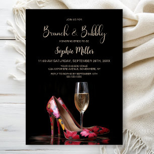 Invitación Zapatos de tacón floral rojo Brunch y burbujas