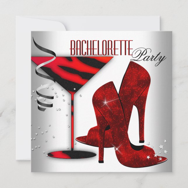 Invitación Zapatos de tacón rojo blanco (Anverso)