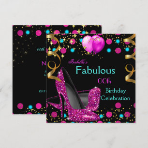 Invitación Zapatos de Tacones Altos Rosa Fucsia Azul Turquesa