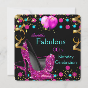 Invitación Zapatos de Tacones Altos Rosa Fucsia Azul Turquesa