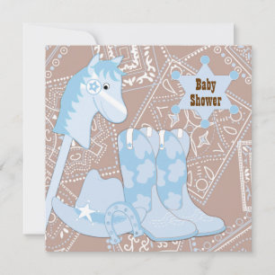 Invitación Zapatos de vaquero marrones azules Baby Shower de
