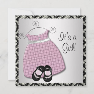 Invitación Zapatos de vestir rosados de seda rosa para baby s