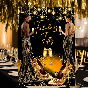 Invitación Zapatos dorados fabulosos para cumpleaños Vestidos