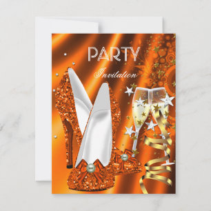 Invitación Zapatos dorados naranjas amarillos para fiesta de 