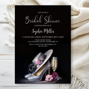 Invitación Zapatos Elegantes de Tacón Alto de Plata para Desp